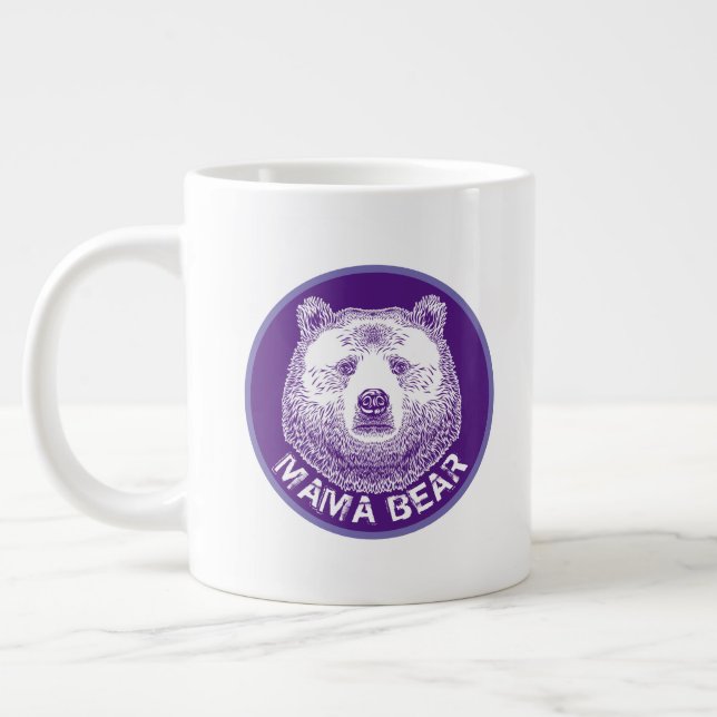 Mama Bear, Hand Drawn Illustration Large Coffee Mug (Left)