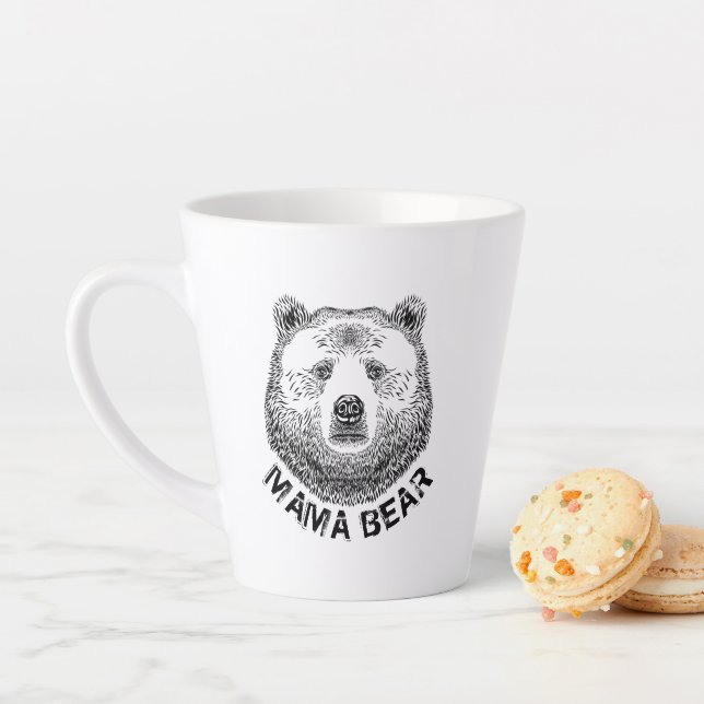 Mama Bear, Hand Drawn Illustration Latte Mug (In Situ)