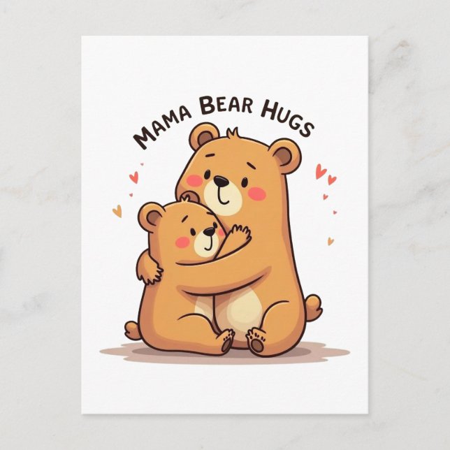 Mama Bear Hugs Holiday Postcard (Front)