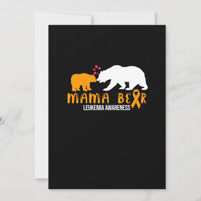 Mama Bear Leukaemia Awareness Orange Ribbon Suppor Invitation (Front)