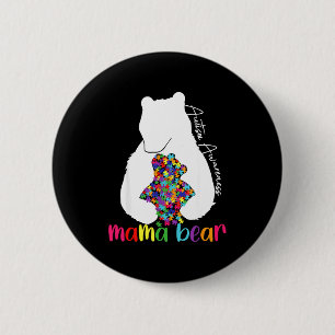 Mama bear love support autism awareness puzzle bea 6 cm round badge
