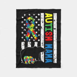 Mama Bear Matching Family Autism Awareness Gifts F Fleece Blanket