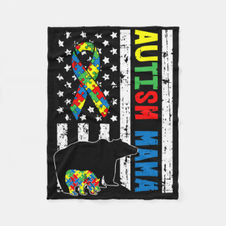 Mama Bear Matching Family Autism Awareness Gifts F Fleece Blanket