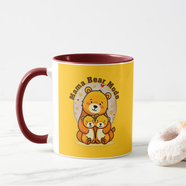 Mama Bear Mode – Cute Mother Bear Illustration Mug (With Donut)