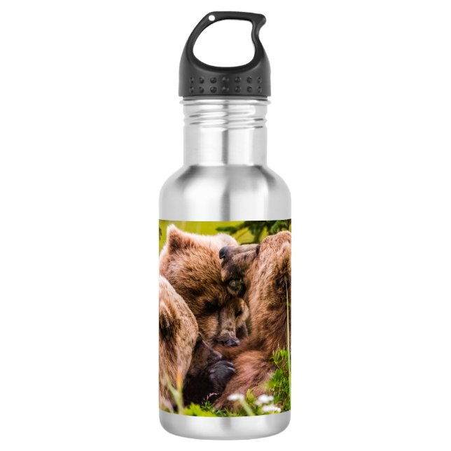 Mama bear nursing her two cubs, Lake Clark Nationa 532 Ml Water Bottle (Front)