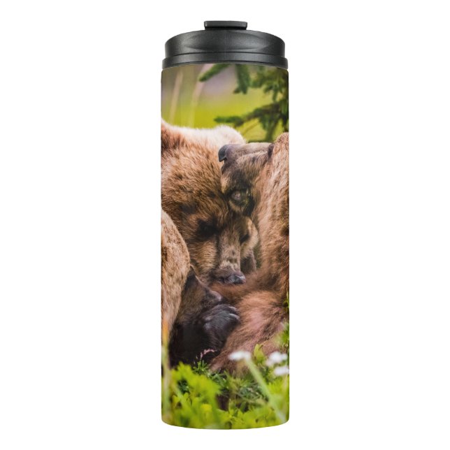 Mama bear nursing her two cubs, Lake Clark Nationa Thermal Tumbler (Front)