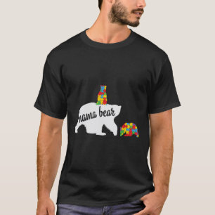 Mama Bear Of Two Warriors Autism Awareness T-Shirt