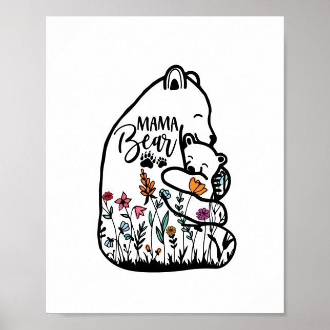 Mama Bear Png JPG Pdf Files, Mama Baby Bear Poster (Front)