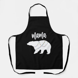 Mama Bear Polar Bear String Of Lights Christmas Apron