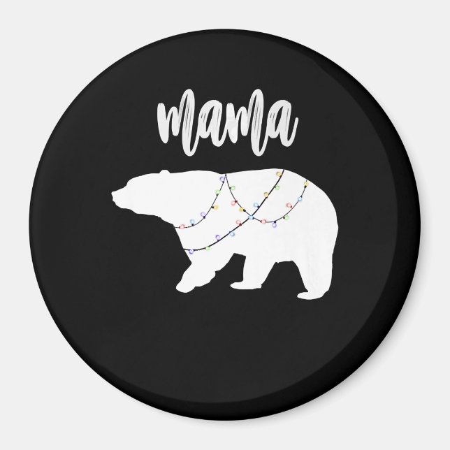 Mama Bear Polar Bear String Of Lights Christmas Magnet (Front)