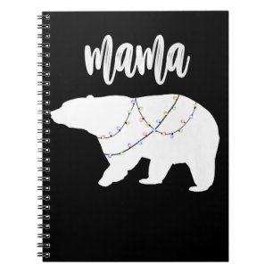 Mama Bear Polar Bear String Of Lights Christmas Notebook