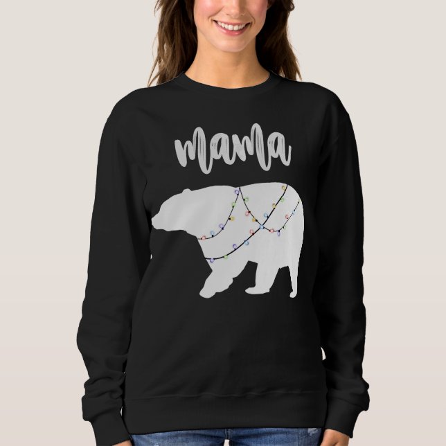 Mama Bear Polar Bear String Of Lights Christmas Sweatshirt (Front)