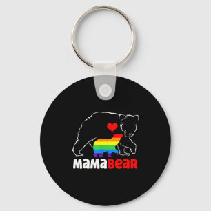 Mama bear proud mom rainbow flag lgbt pride key ring