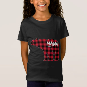 Mama Bear Red Plaid Matching Family Christmas Paja T-Shirt