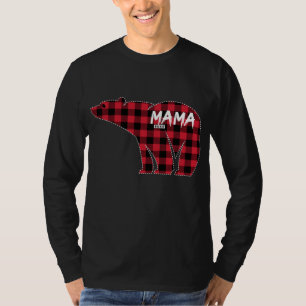 Mama Bear Red Plaid Matching Family Christmas Paja T-Shirt