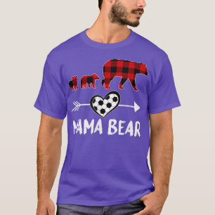 Mama Bear Red Plaid Soccer Mum Women Mothers Day  T-Shirt