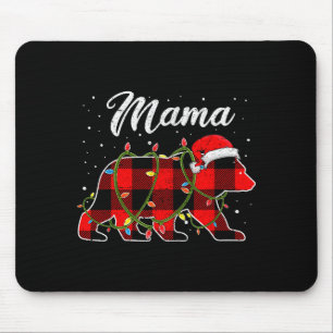 Mama Bear Shirt, Red Buffalo Plaid Mom Bear Pajama Mouse Pad