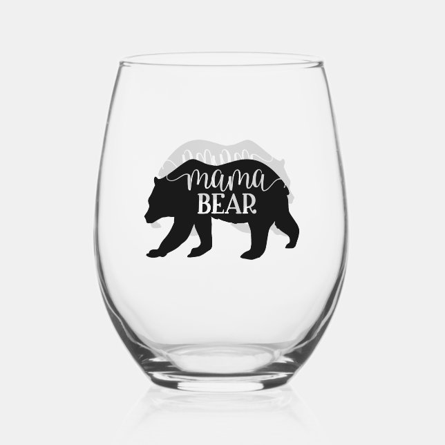 Mama Bear Stemless Wine Glass (Front)