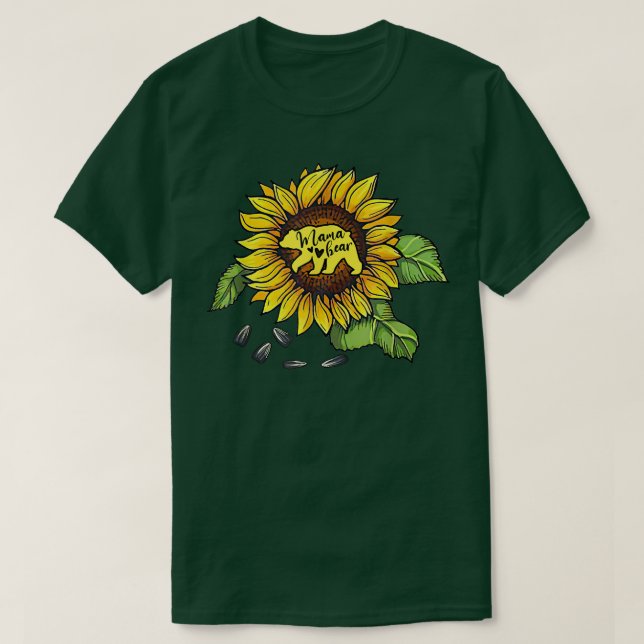 Mama Bear Sunflower Funny Mothers Day Mum mummy  T-Shirt (Design Front)