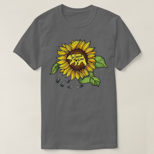 Mama Bear Sunflower Funny Mothers Day Mum mummy T- T-Shirt (Design Front)