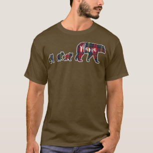 Mama Bear Three 3 Cubs Tartan Plaid Blue Green Red T-Shirt