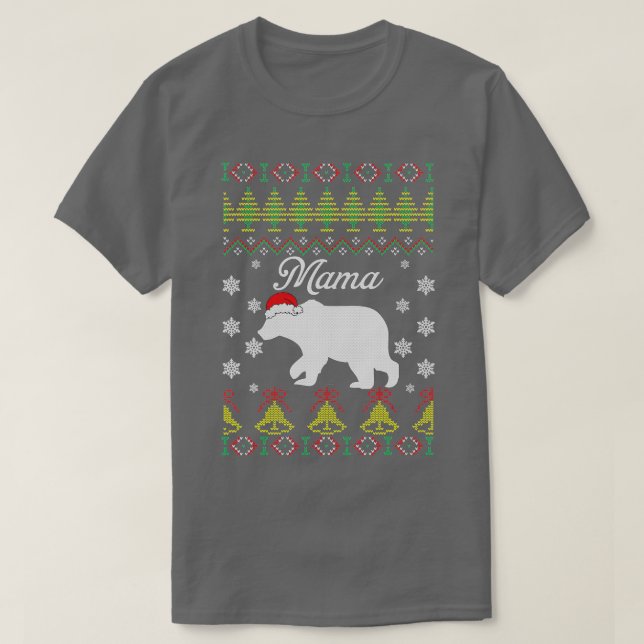 Mama Bear UGLY Christmas Sweater Funny Pyjamas Fam (Design Front)