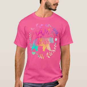 Mama Bear Water Colour 3 2 1 Cubs mum of Boys Girl T-Shirt