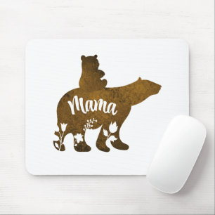 Mama Bear With 1 Cub Riding On Mama's Back Mouse Pad