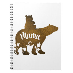 Mama Bear With 1 Cub Riding On Mama's Back Notebook