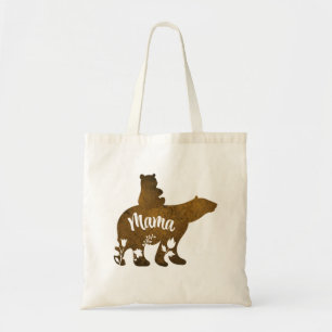 Mama Bear With 1 Cub Riding On Mama's Back Tote Bag
