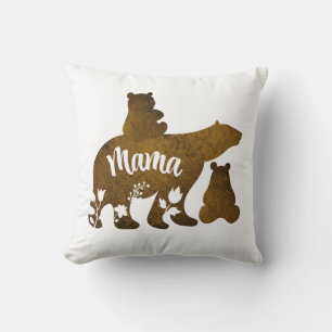 Mama Bear With 2 Cubs Mum of Two Cushion