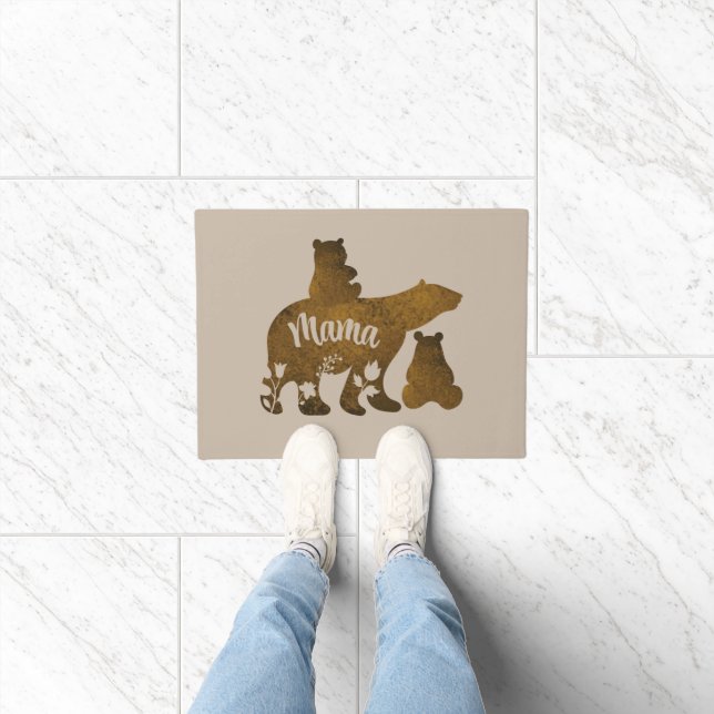 Mama Bear With 2 Cubs Mum of Two Doormat (Indoor)