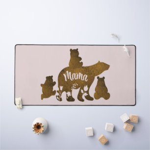 Mama Bear With 3 Baby Bear Cubs Following Mama Desk Mat