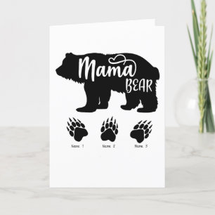 Mama Bear with 3 paw prints(personalised names) Holiday Card
