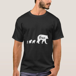 Mama Bear With 3 Three Cubs Mum Mother Fun Gift T-Shirt