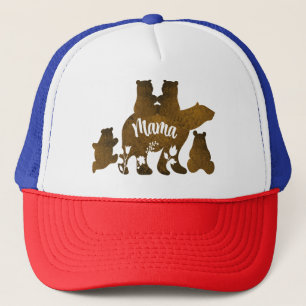 Mama Bear With 4 Cubs Mom of Four Children Gift Trucker Hat