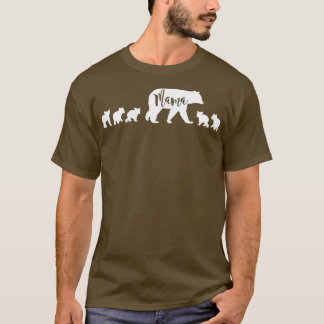 Mama Bear With 5 Five Cubs Mum Mother Fun Gift  T-Shirt
