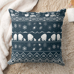 Mama Bear with Baby Bear Pattern in Blue-green Cushion
