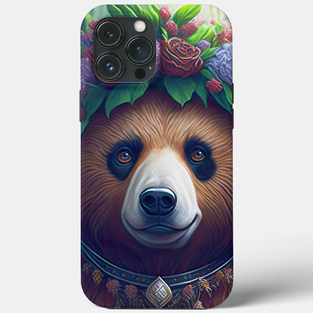 Mama Bear With Crown Of Flowers Case-Mate iPhone Case (Back)