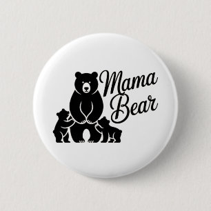 Mama Bear with Cubs Cute Family Bear 6 Cm Round Badge