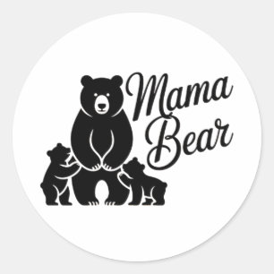Mama Bear with Cubs Cute Family Bear Classic Round Sticker