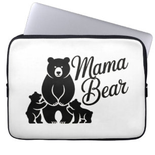 Mama Bear with Cubs Cute Family Bear Laptop Sleeve