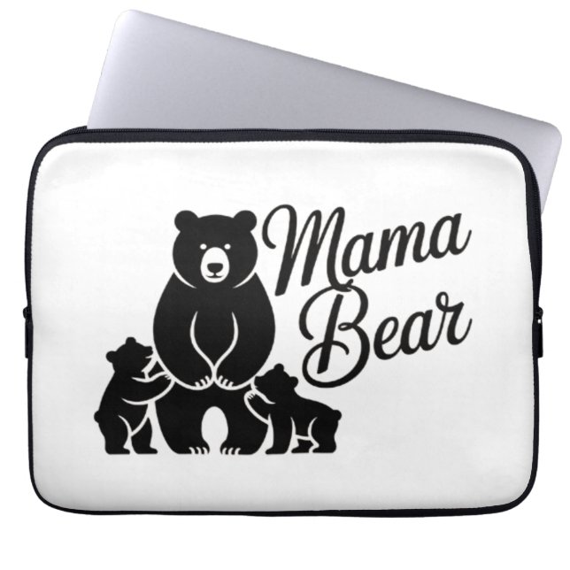 Mama Bear with Cubs Cute Family Bear Laptop Sleeve (Front)