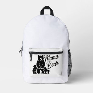 Mama Bear with Cubs Cute Family Bear Printed Backpack