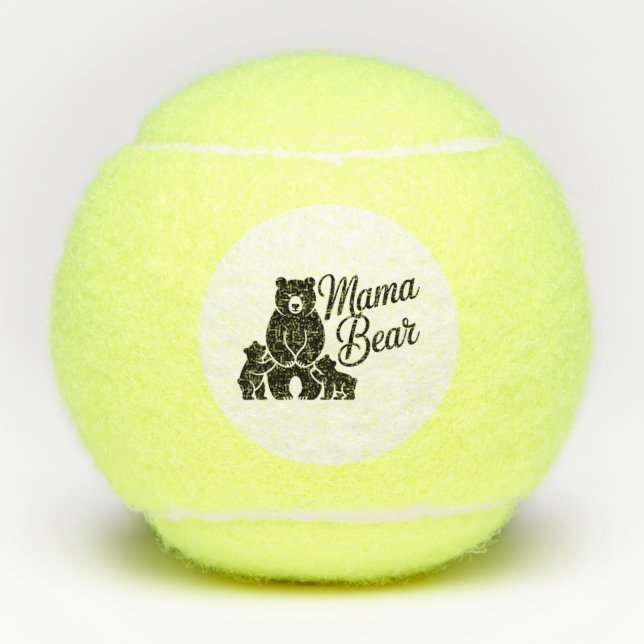 Mama Bear with Cubs Cute Family Bear Tennis Balls (Front)