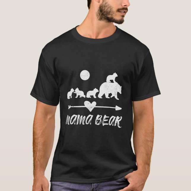 Mama Bear With Four Bear Cubs T-Shirt (Front)