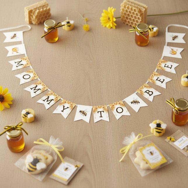 Mama Bee Honeycomb Honey Drip Baby Shower Bunting (Mama Bee Honeycomb Honey Drip Baby Shower Bunting Flags
)