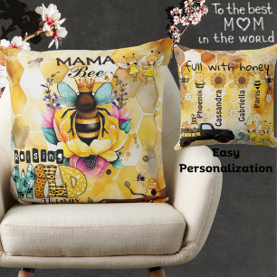Mama Bee-Raising Wild Things-Children's Name-Queen Cushion