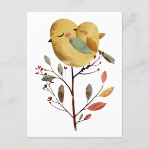 Mama Bird& Chick Whimsical Art Mother's Day Postcard