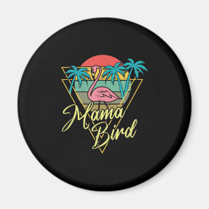 Mama Bird Flamingo Sunset Palm Tree Beach 80s Magnet